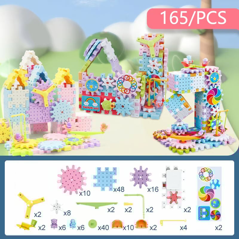 Montessori Bouwset met Tandwielen – Creatief & Bewegend Constructiespeelgoed (3+)