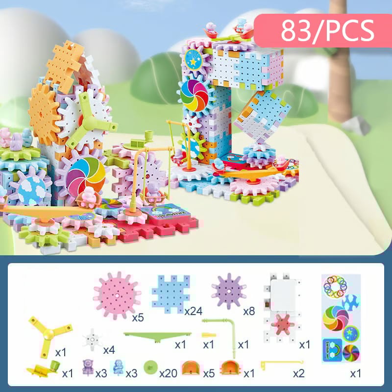 Montessori Bouwset met Tandwielen – Creatief & Bewegend Constructiespeelgoed (3+)