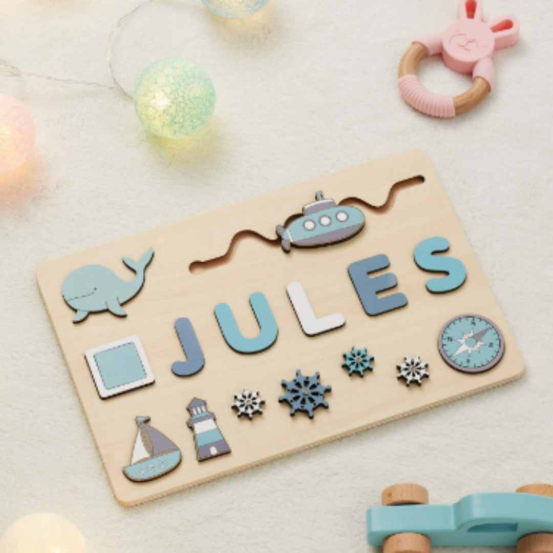 Houten Naampuzzel – Persoonlijk Speel- en Leerbord