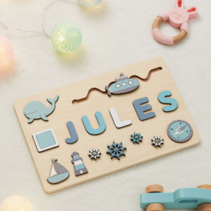 Houten Naampuzzel – Persoonlijk Speel- en Leerbord