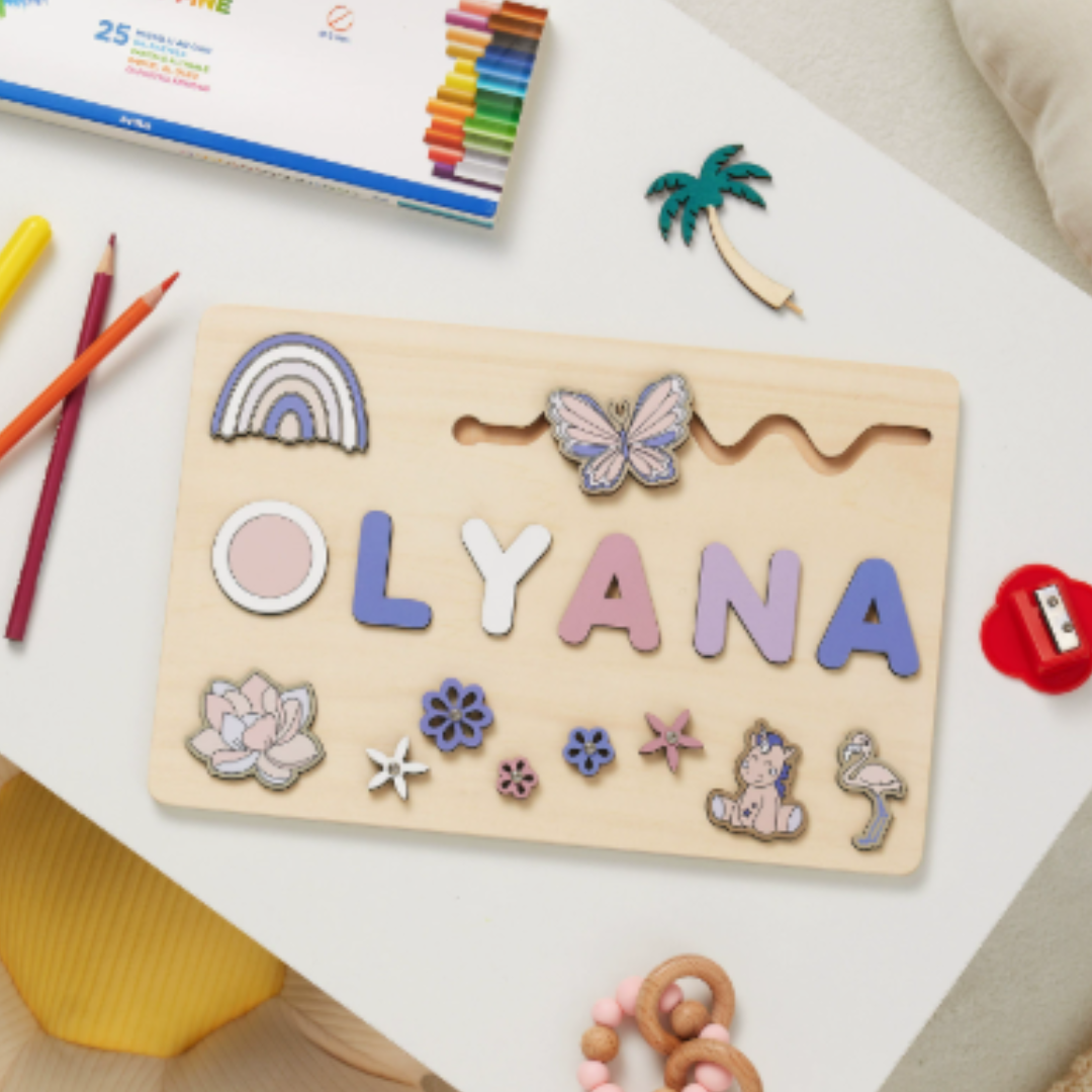 Houten Naampuzzel – Persoonlijk Speel- en Leerbord