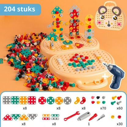 Montessori Gereedschapskoffer – Educatief Constructiespeelgoed met Boormachine (3+)