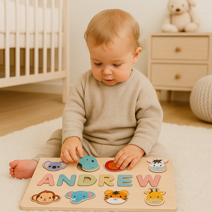 Houten Naampuzzel – Persoonlijk Speel- en Leerbord