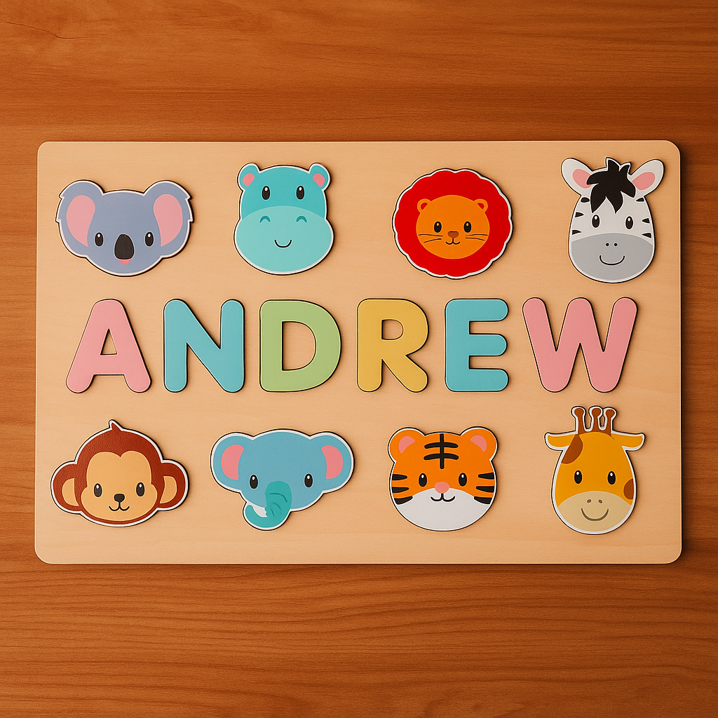 Houten Naampuzzel – Persoonlijk Speel- en Leerbord