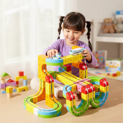 3D Trein Bouwset – STEM Constructiespeelgoed met Zwaartekracht (3 jaar+)