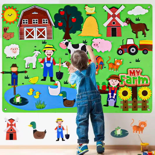 Montessori Vilten Speelbord Boerderij (3+) – Creatief Verhalen- en Leerspel