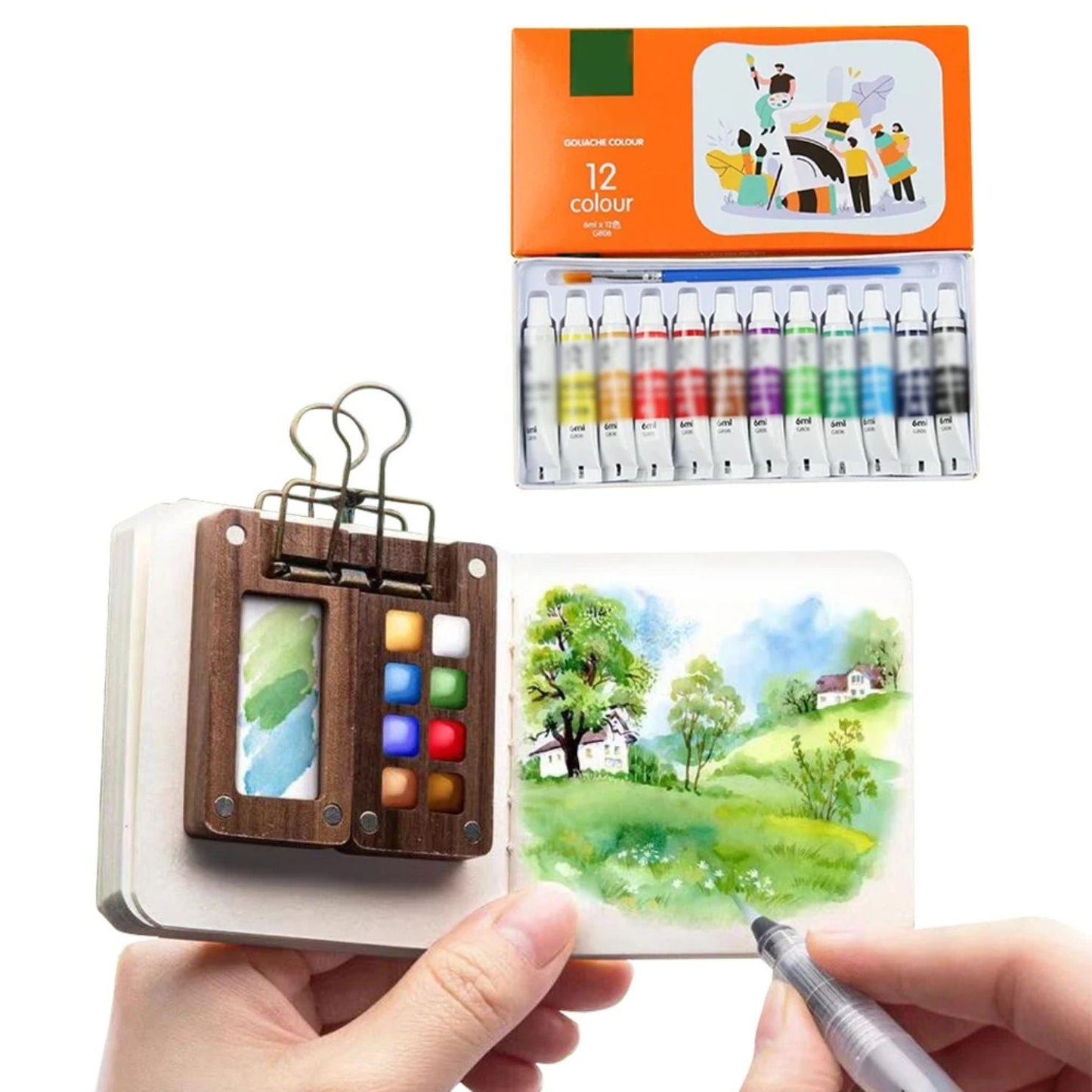 Compact Aquarelset voor Onderweg (6+) – Creatief Tekenen en Schilderen