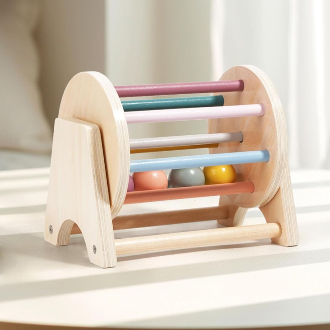 Montessori Houten Ballentrommel (6 mnd+) – Sensorisch Speelgoed voor Baby’s