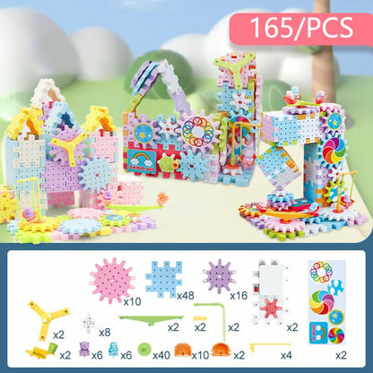 Montessori Bouwset met Tandwielen – Creatief & Bewegend Constructiespeelgoed (3+)