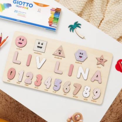 Houten Naampuzzel – Persoonlijk Speel- en Leerbord