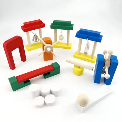 Montessori Dominostenen van Hout (3+) – Creatief Bouw- en Stapelspel