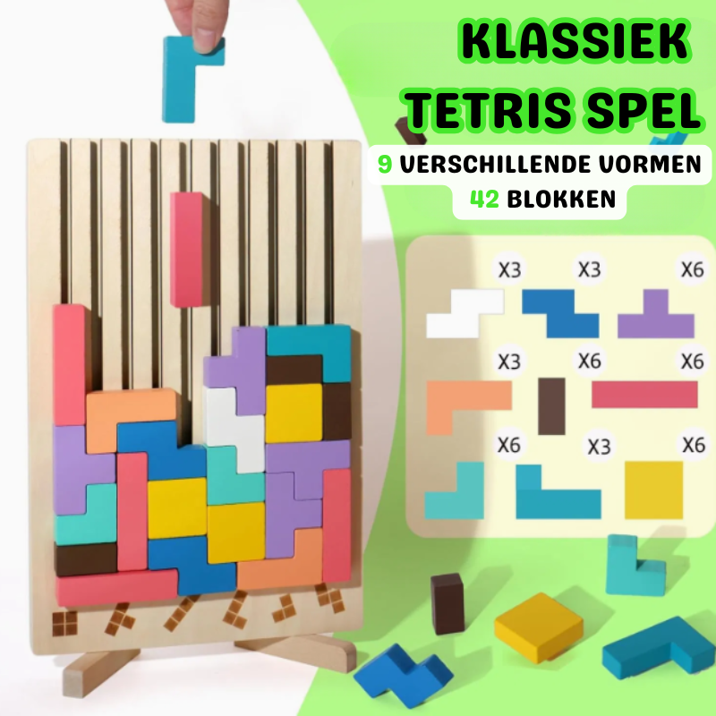 Houten Stapelspel met Uitdagingkaarten – Educatief Denk- en Motoriekspel (3+)