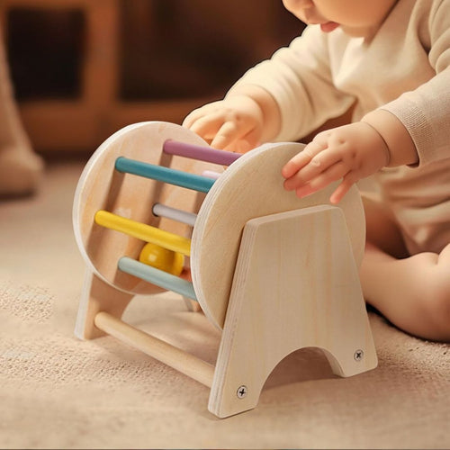 Montessori Houten Ballentrommel (6 mnd+) – Sensorisch Speelgoed voor Baby’s