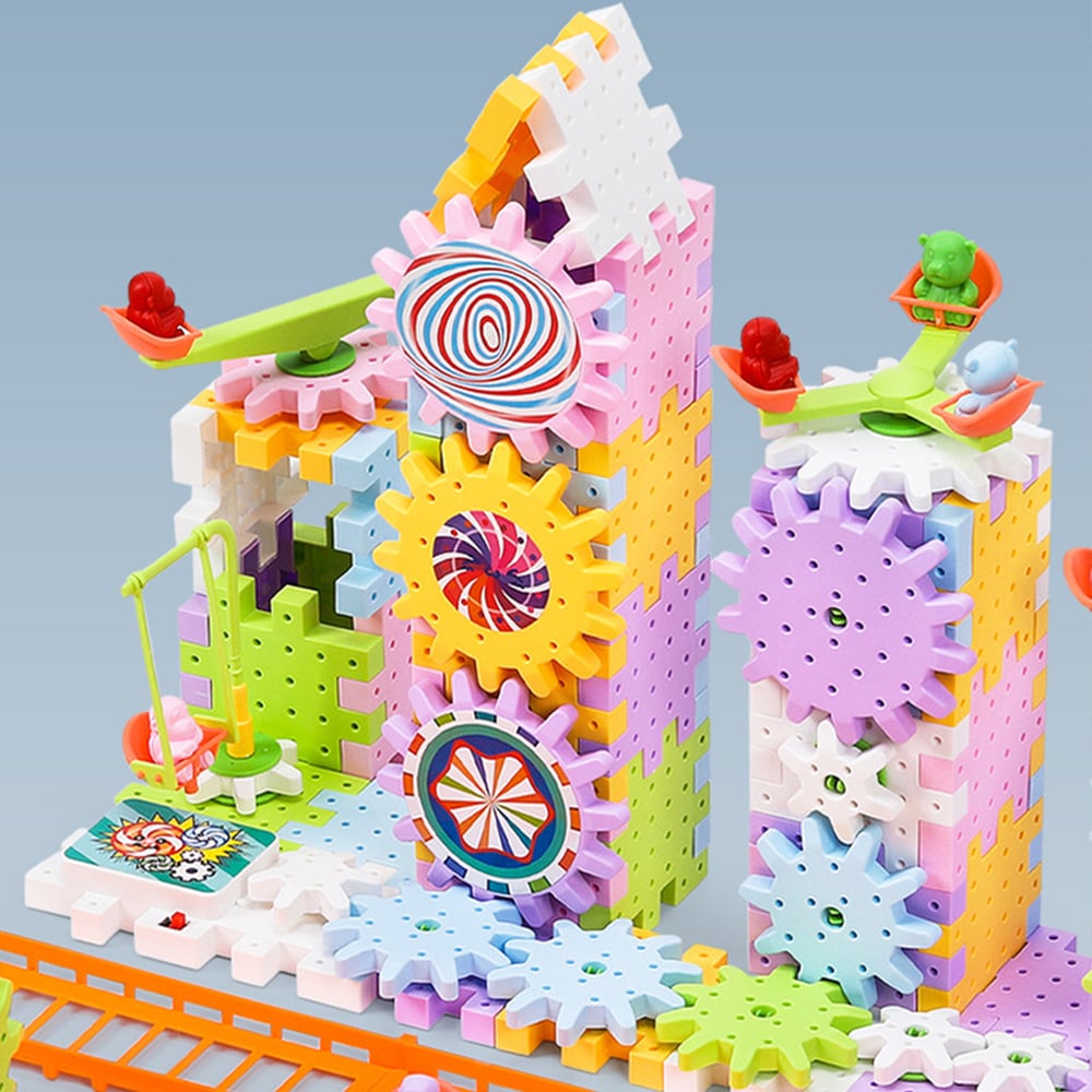 Montessori Bouwset met Tandwielen – Creatief & Bewegend Constructiespeelgoed (3+)