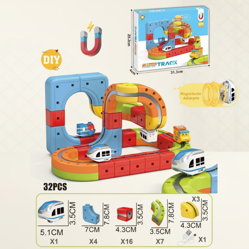 Magnetische Treinbaan met Elektrische Trein – Creatief Bouw- en Ontdekspeelgoed
