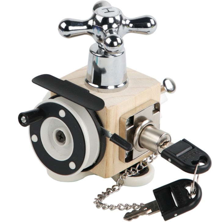 Houten Busy Cube – Montessori Speelkubus voor Motoriek & Ontdekken (3+)