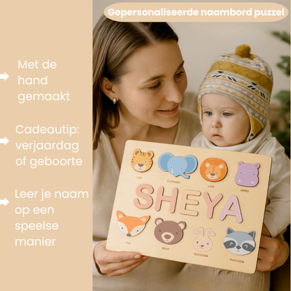 Houten Naampuzzel – Persoonlijk Speel- en Leerbord