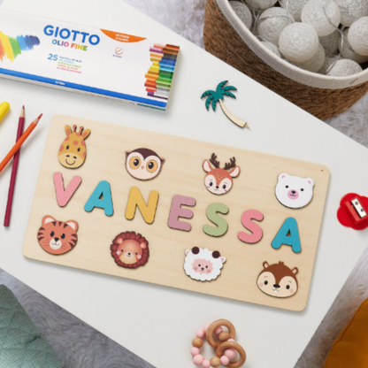 Houten Naampuzzel – Persoonlijk Speel- en Leerbord