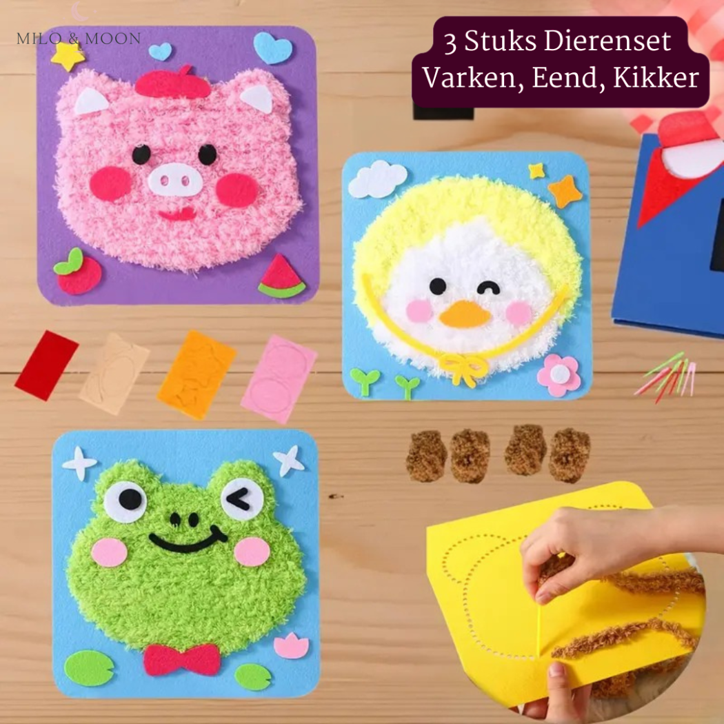 Creatieve Dieren Borduurkit voor Kinderen – Motorisch & Fantasierijk Knutselspel (3+)