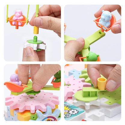 Montessori Bouwset met Tandwielen – Creatief & Bewegend Constructiespeelgoed (3+)