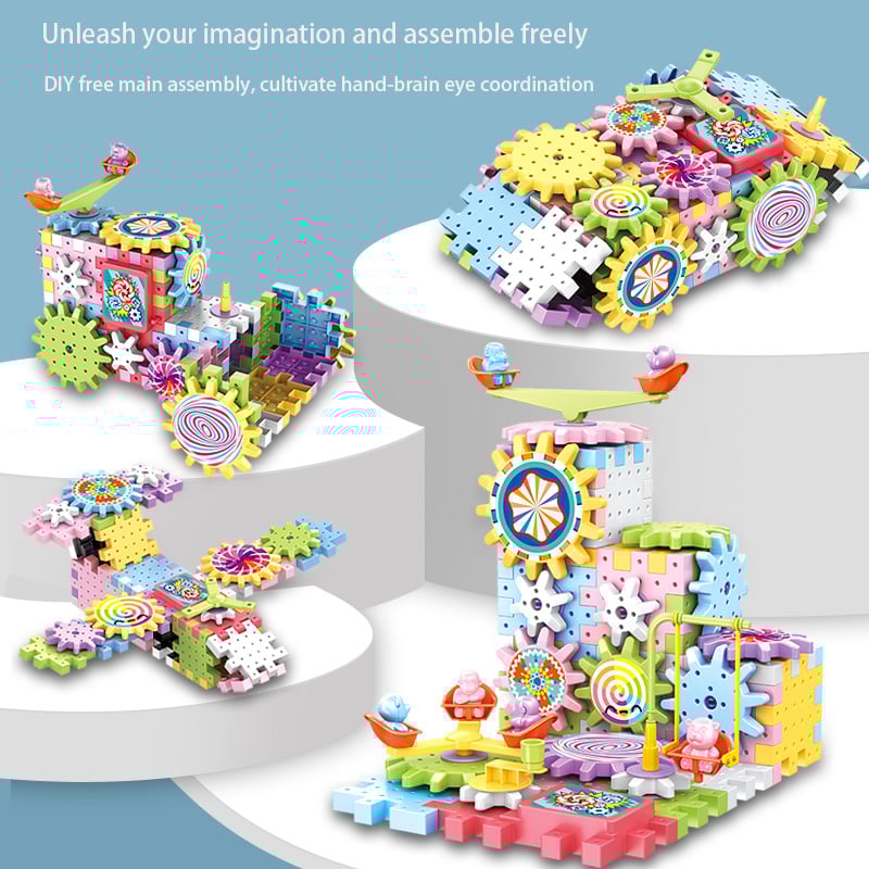 Montessori Bouwset met Tandwielen – Creatief & Bewegend Constructiespeelgoed (3+)