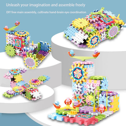 Montessori Bouwset met Tandwielen – Creatief & Bewegend Constructiespeelgoed (3+)