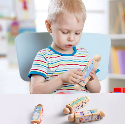 Roterende Houten Peuterpuzzel – Dieren & Vormen Leren (2–4 jaar)