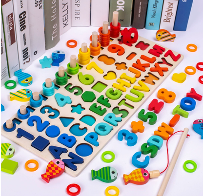 Houten Montessori Activiteitenbord – Leren Sorteren, Rekenen & Spelen