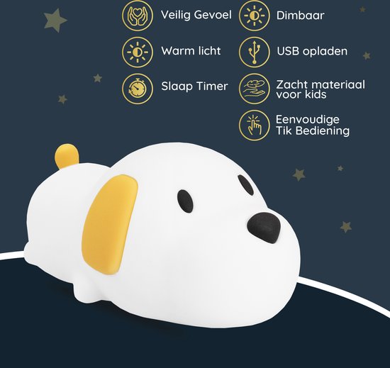 Siliconen Nachtlamp met Dimbaar Licht & Timer – Rustgevende Slaapondersteuning